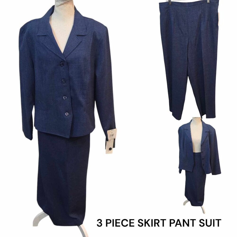 Sag Harbor 3 Piece  Set BLazer Skirt Pant Suit Women's Plus Size 18 NEW with TAG